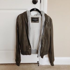 Urban Outfitters Obey Green Leather Jacket